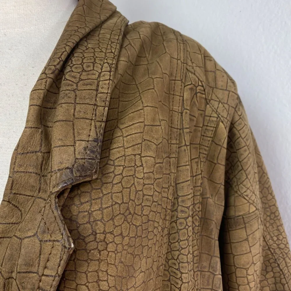 Vintage 80/90 Winlit Brown Leather Bomber Jacket Small Grunge Distress Punk Rock